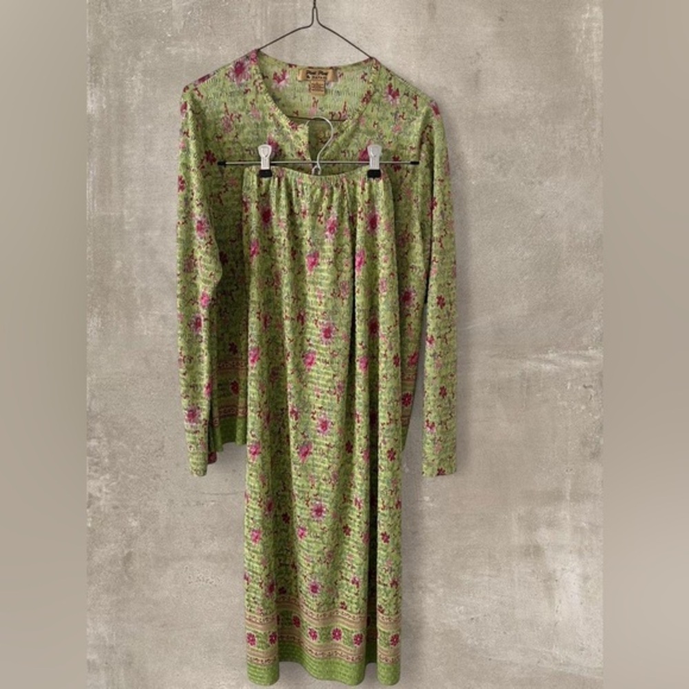 Rafael 3 Piece Set Floral Cardigan, Tank & Skirt Green Cottagecore Outfit